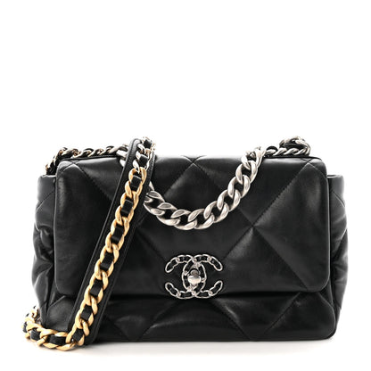 Lambskin Quilted Medium Chanel 19 Flap Black