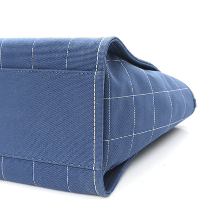 Cotton Medium Deauville Tote Blue White