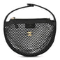Mesh Shiny Lambskin Pouch Hobo Black