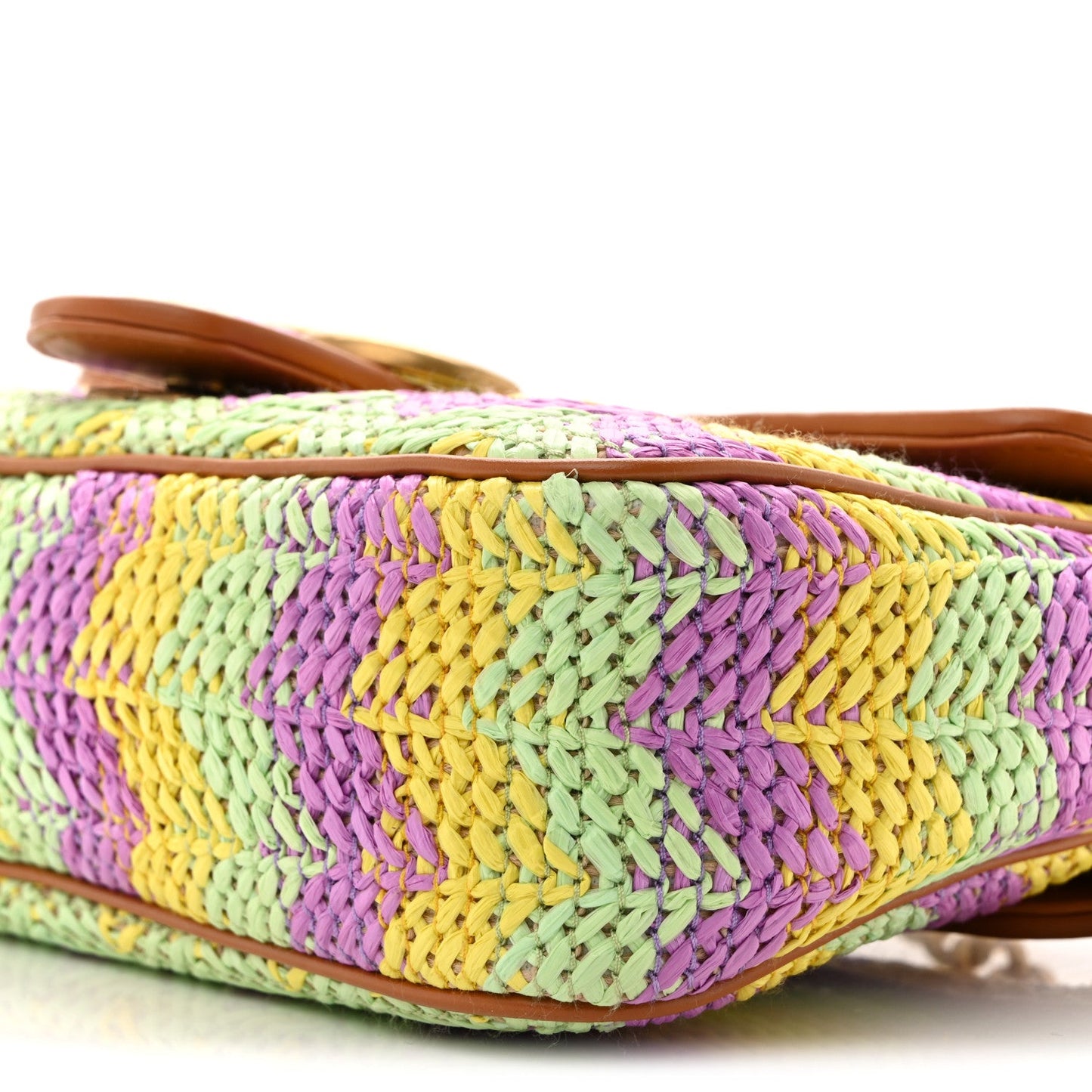 Calfskin Raffia Woven Small GG Marmont Shoulder Bag Multicolor