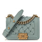 Lambskin Woven Mini Chateau Boy Flap Light Blue
