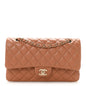 Lambskin Quilted Medium Double Flap Brown