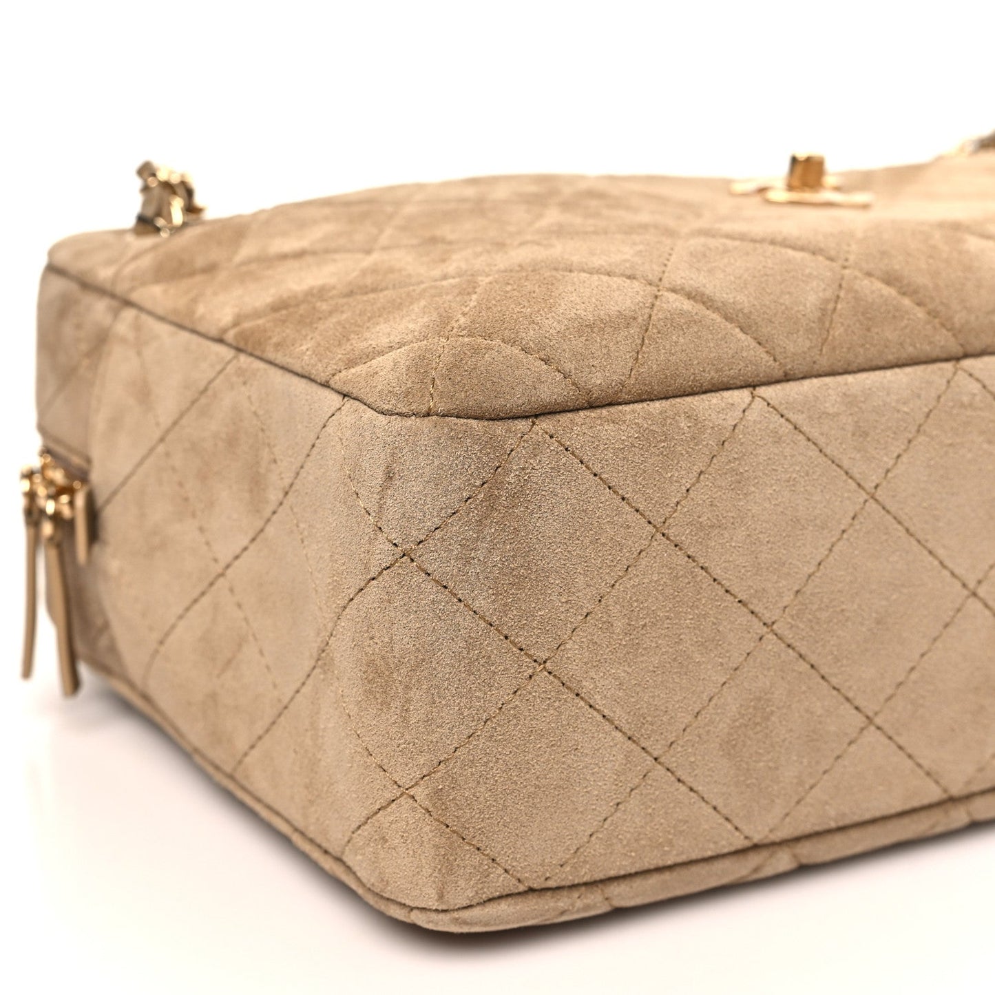 Suede Calfskin Quilted Camerissimo Camera Case Beige