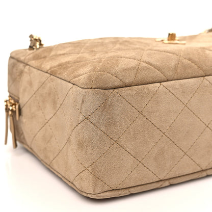 Suede Calfskin Quilted Camerissimo Camera Case Beige