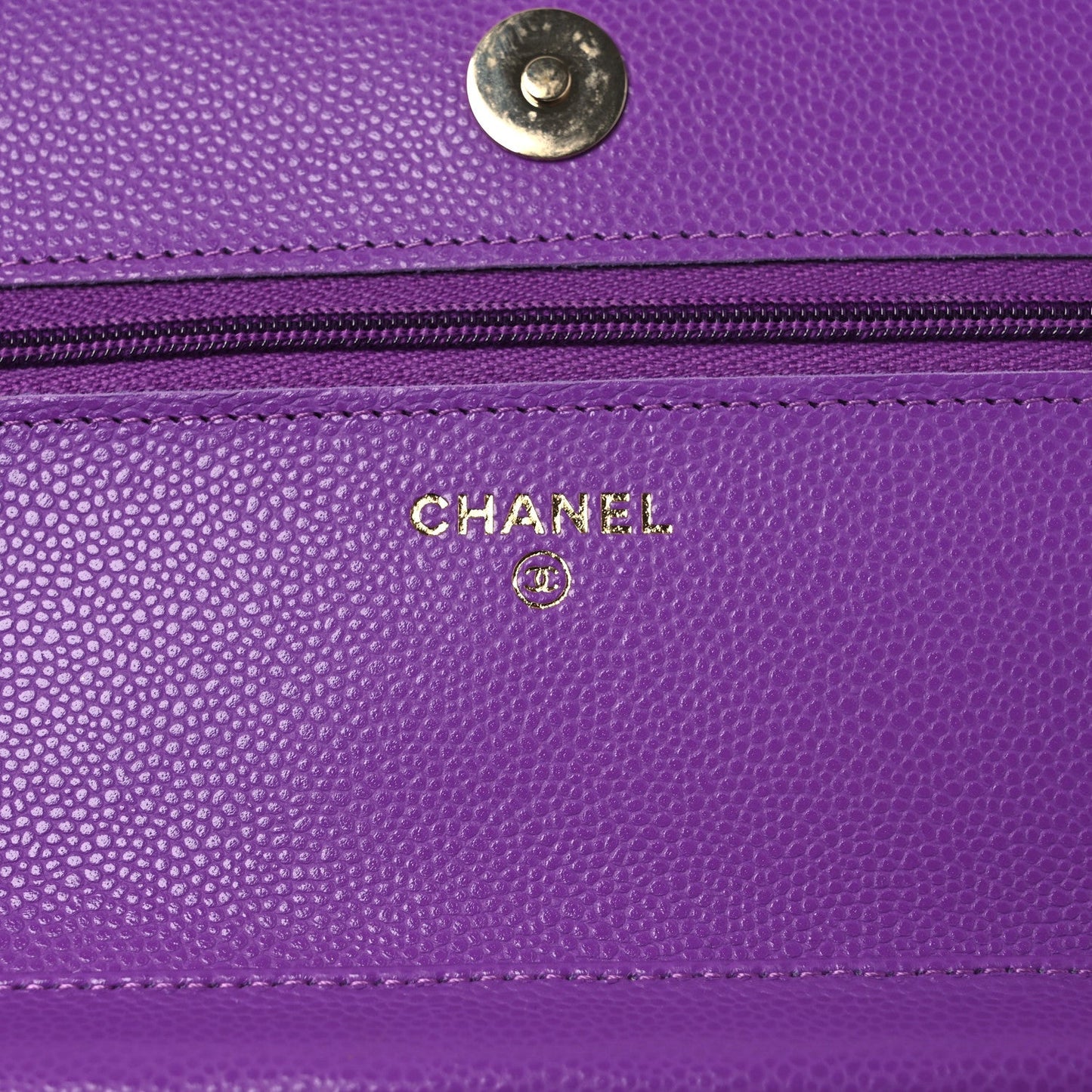 Caviar Quilted Wallet On Chain WOC Purple