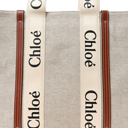 Cotton Calfskin Large Woody Ribbon Tote White Brown