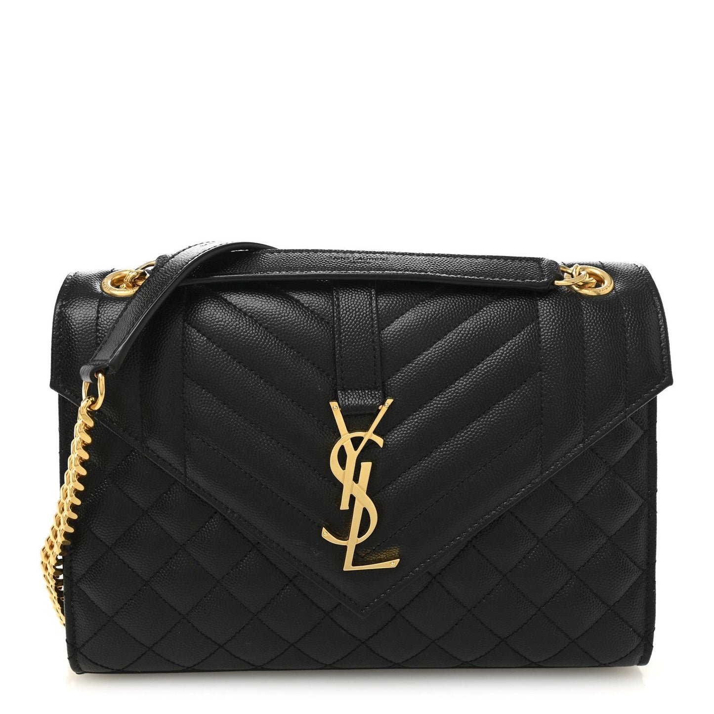 Grain De Poudre Textured Mixed Matelasse Triquilt Medium Monogram Satchel Black