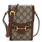 GG Supreme Monogram Mini Horsebit 1955 Crossbody Bag Beige Brown Sugar