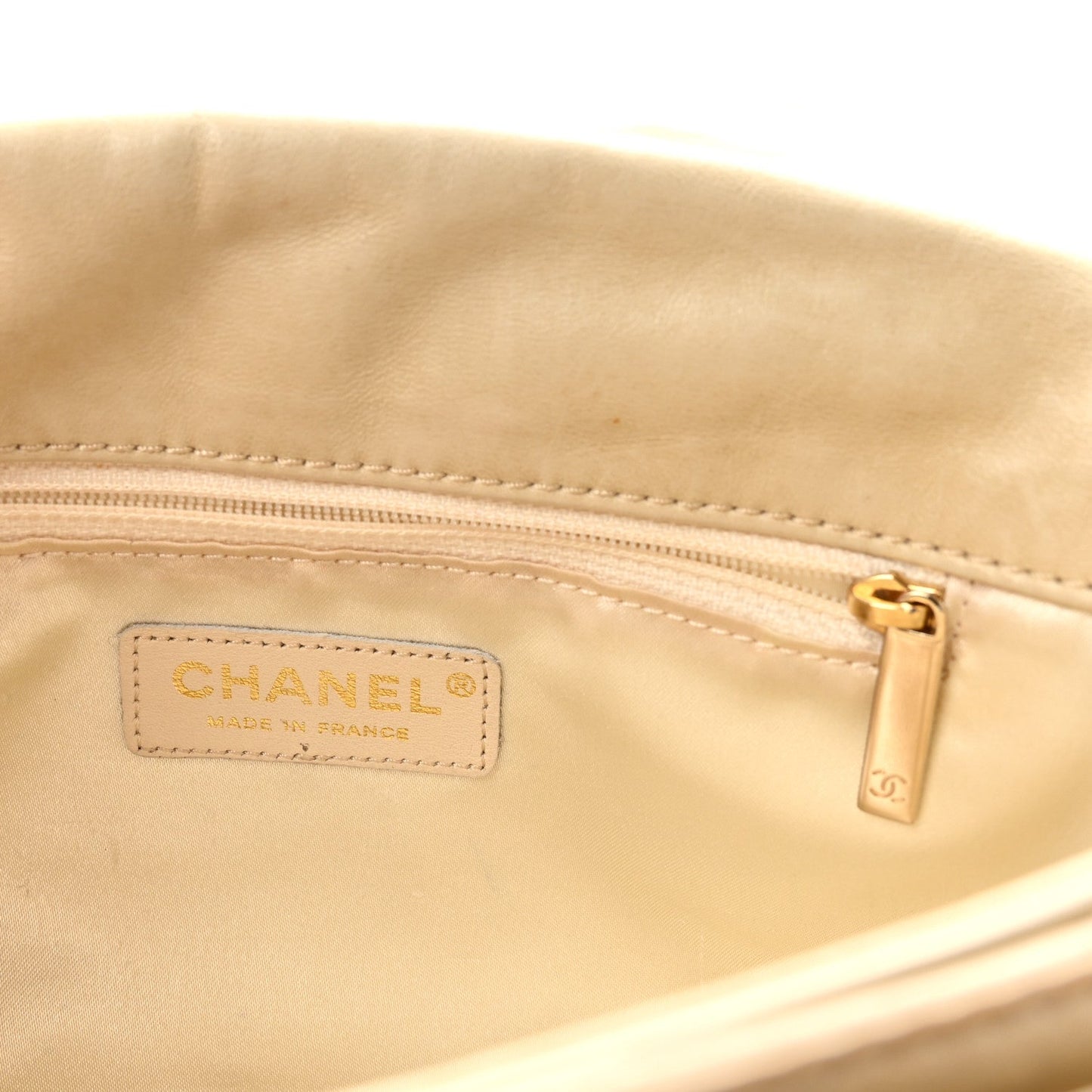 Lambskin Small Lady Braid Flap Light Beige