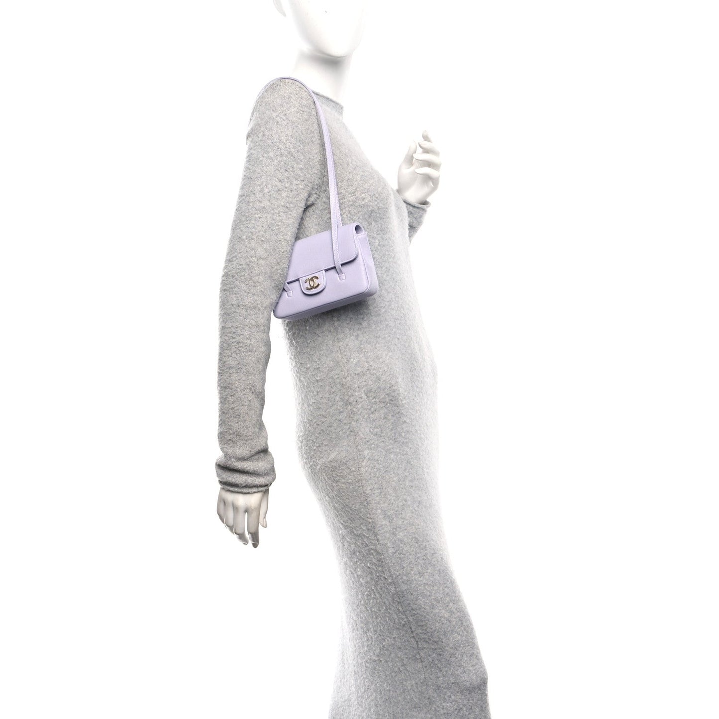 Shiny Caviar Mini Preppy Coco Shoulder Bag Purple