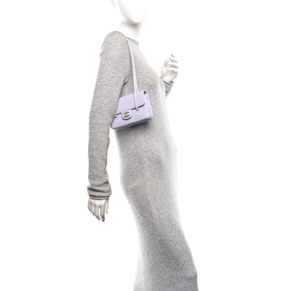 Shiny Caviar Mini Preppy Coco Shoulder Bag Purple