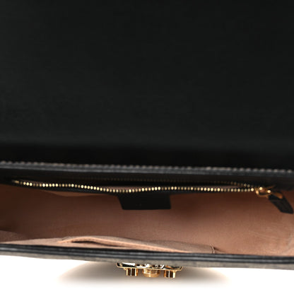 GG Supreme Monogram Calfskin Small Padlock Messenger Shoulder Bag Beige Black Cuir