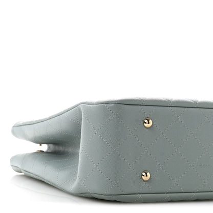Caviar Quilted Large Classic Shopping Tote Light Green