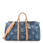 Denim Monogram New LV Remix Keepall Bandouliere 45 Blue