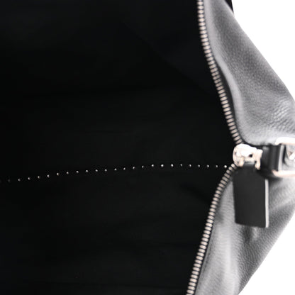 Grained Calfskin Rockstud Travel Tote Bag Black
