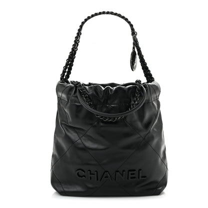 Shiny Calfskin Quilted Mini Chanel 22 So Black