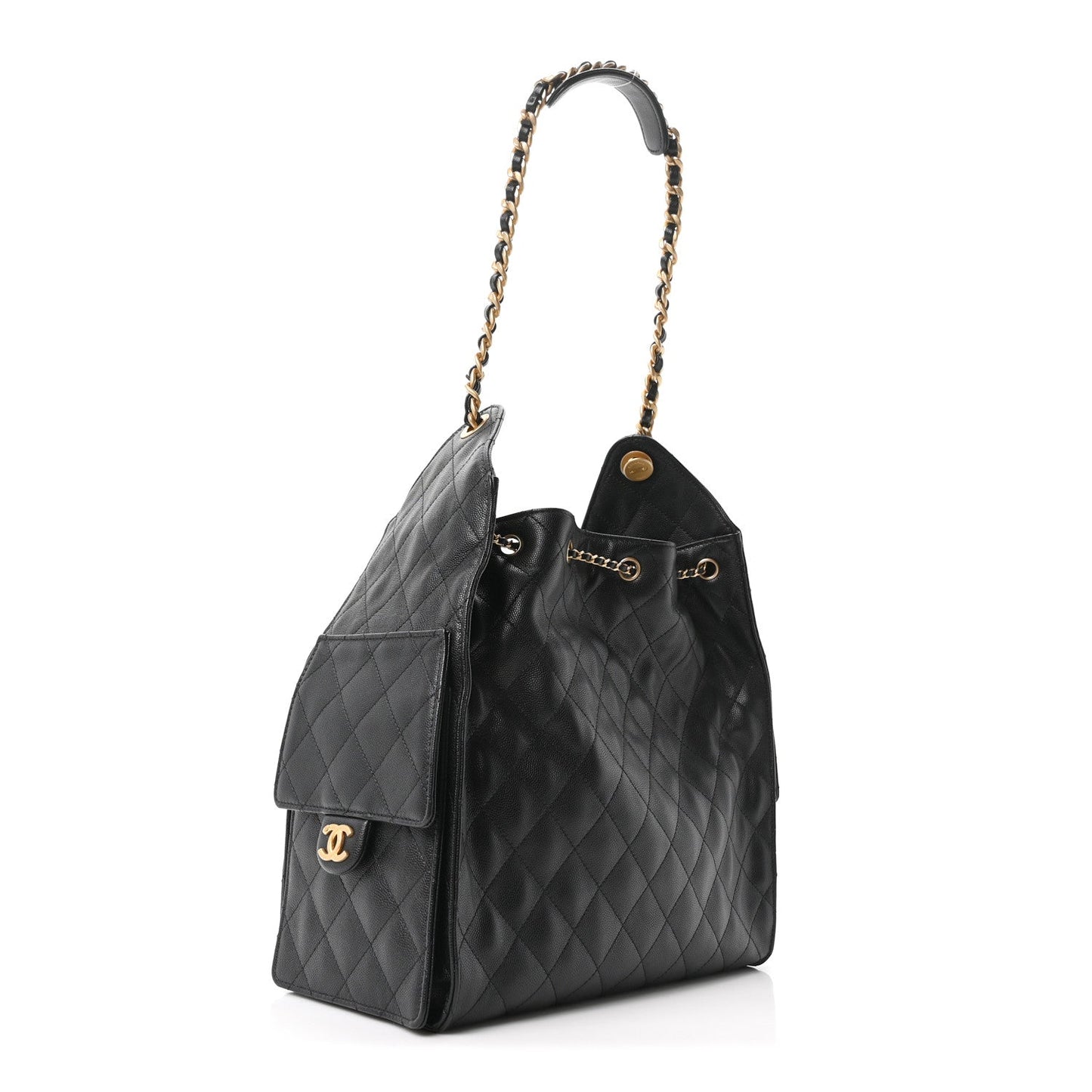 Caviar Quilted Medium Chanel 25 Handbag Black