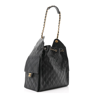 Caviar Quilted Medium Chanel 25 Handbag Black