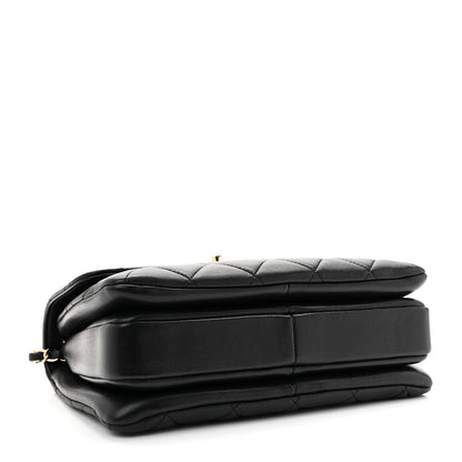 Lambskin Quilted Small Trendy CC Dual Handle Flap Bag Black
