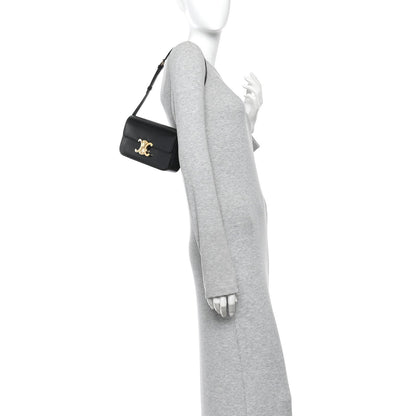 Shiny Calfskin Triomphe Shoulder Bag Black