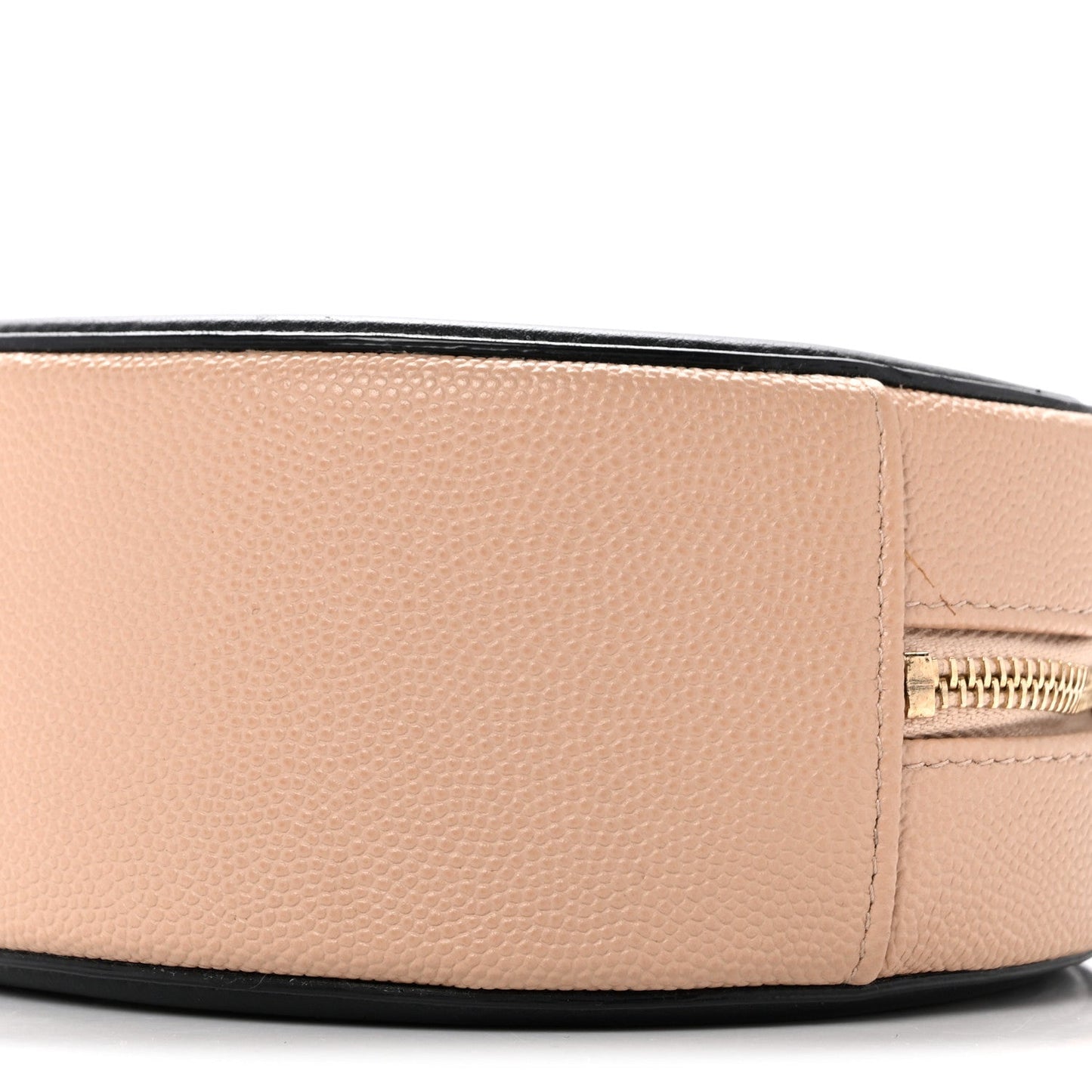 Caviar Quilted Round Filigree Crossbody Beige Black