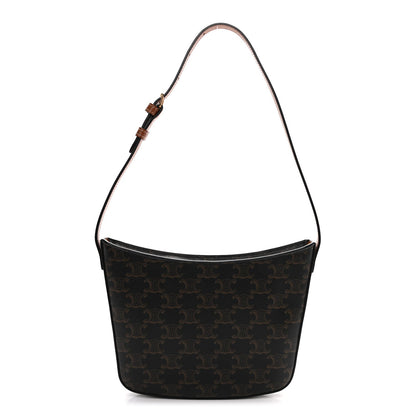 Triomphe Canvas Calfskin Medium Croque Bag Tan