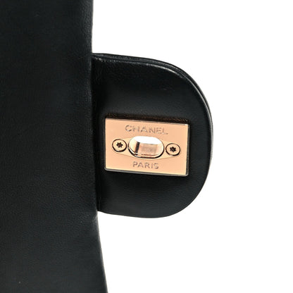 Lambskin Quilted Medium Double Flap Black