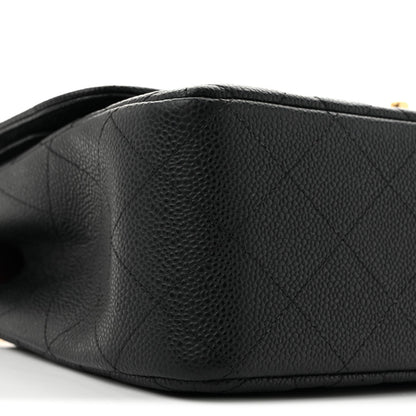Caviar Quilted Jumbo Double Flap Black