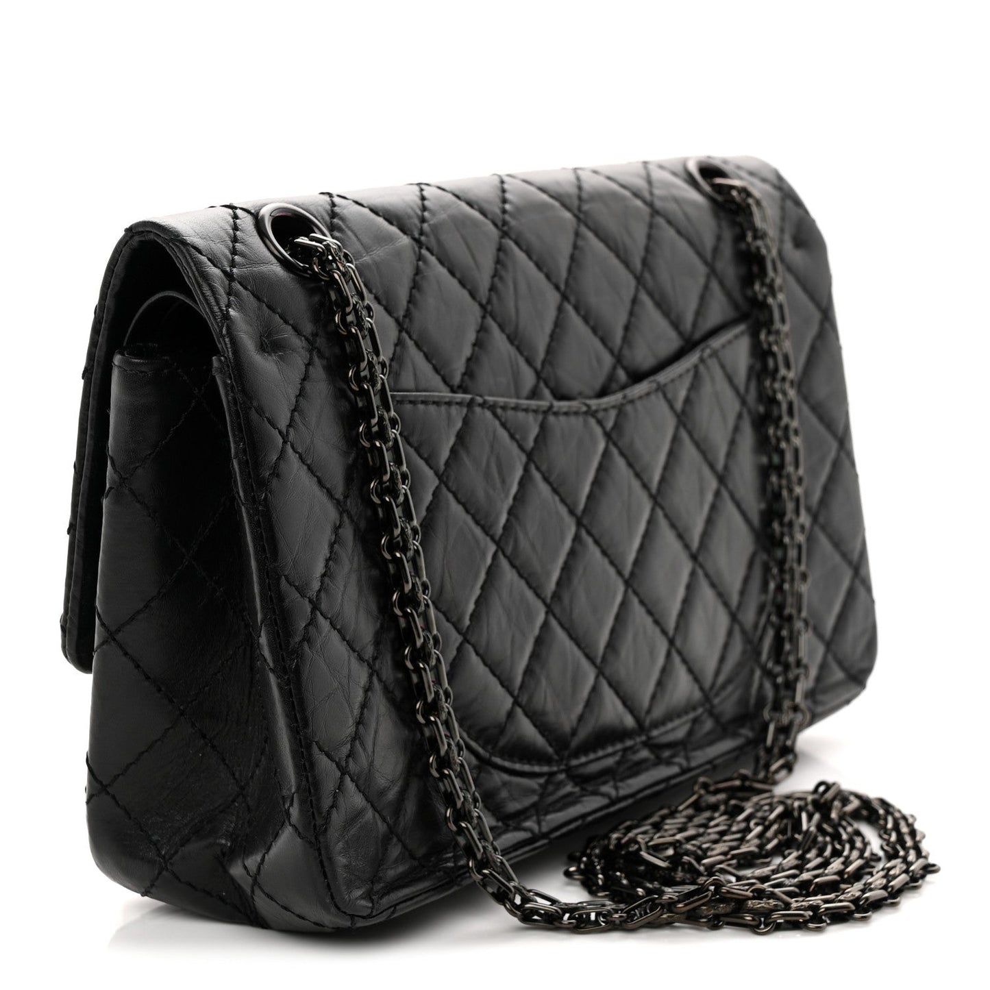 Aged Calfskin Quilted 2.55 Reissue 225 Flap So Black