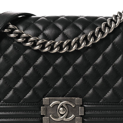 Caviar Quilted Medium Boy Flap Black