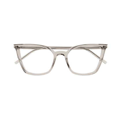 Saint Laurent Eyeglasses Cat Eye Full Rim, Shiny Beige Frame and Clear Demo Lenses Lens SL669001