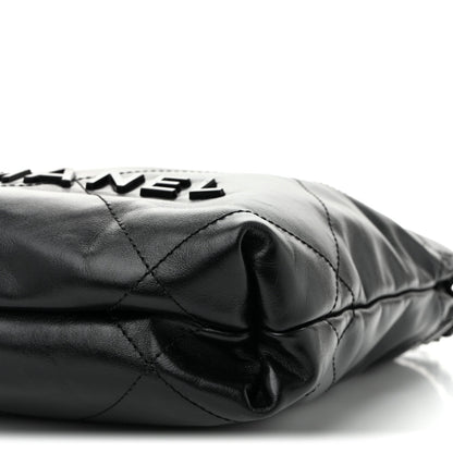 Shiny Calfskin Quilted Mini Chanel 22 So Black