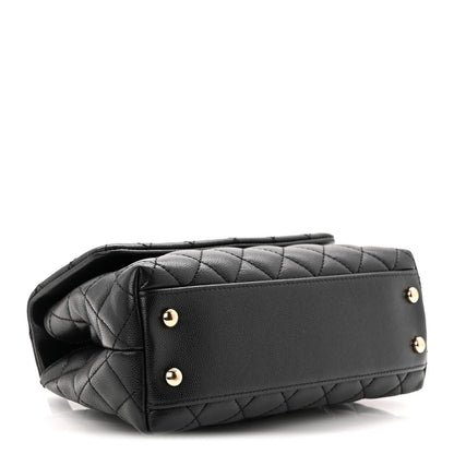 Caviar Quilted Mini Coco Handle Flap Black