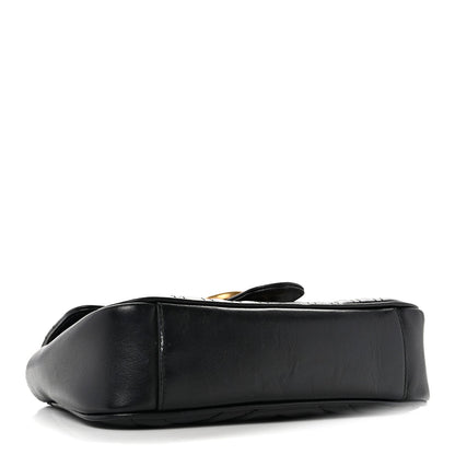 Calfskin Matelasse Mini GG Marmont Shoulder Bag Black
