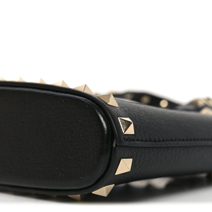 Grainy Calfskin Mini Rockstud Shopping Bag Black