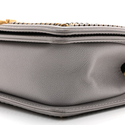 Caviar Quilted Chain Around Medium Boy Flap Grey