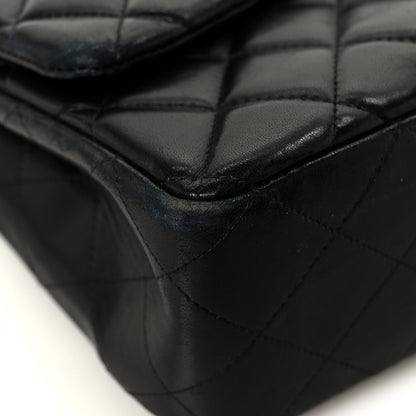 Lambskin Quilted Jumbo Single Flap Black
