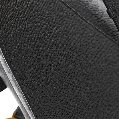 Grained Calfskin Saddle Bag With Strap Black