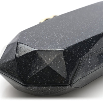Glitter Vinyl Crystal Clutch Black