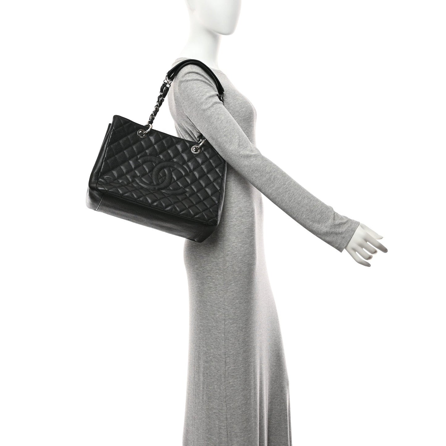 Caviar Quilted Grand Shopping Tote GST Black