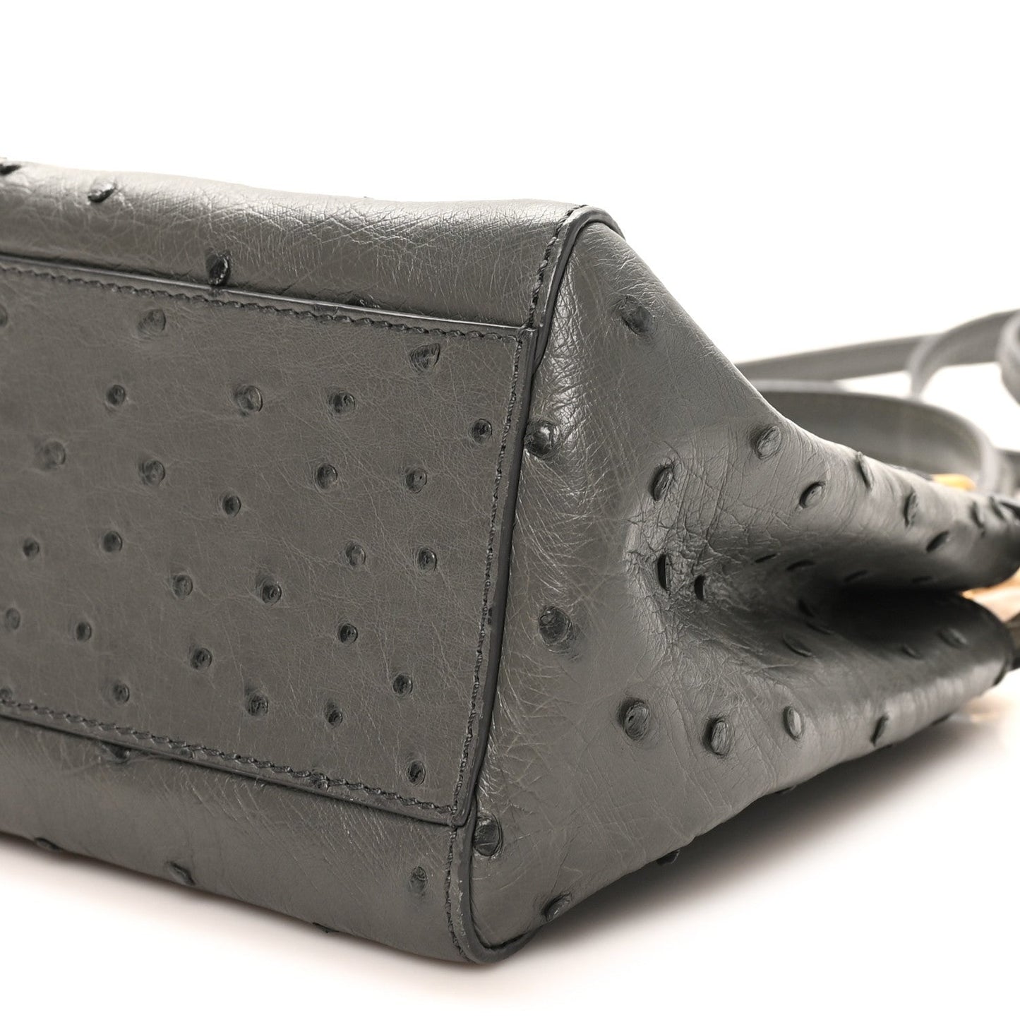 Ostrich Shiny Nappa Mini Peekaboo Iconic Satchel Grey