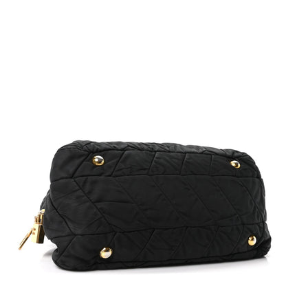 Tessuto Nylon Chevron Catena Bag Black