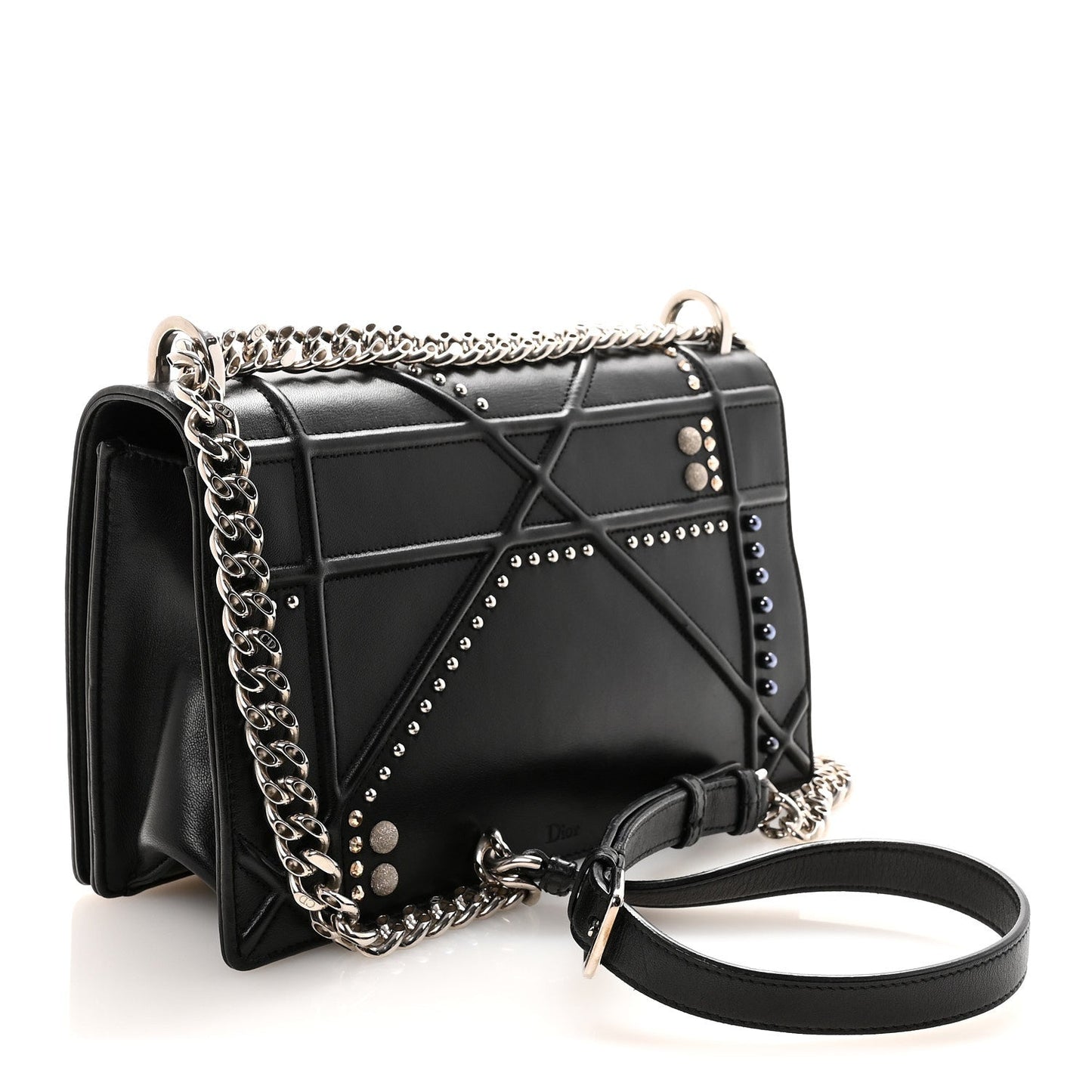 Lambskin Multi Studded Medium Diorama Flap Bag Black