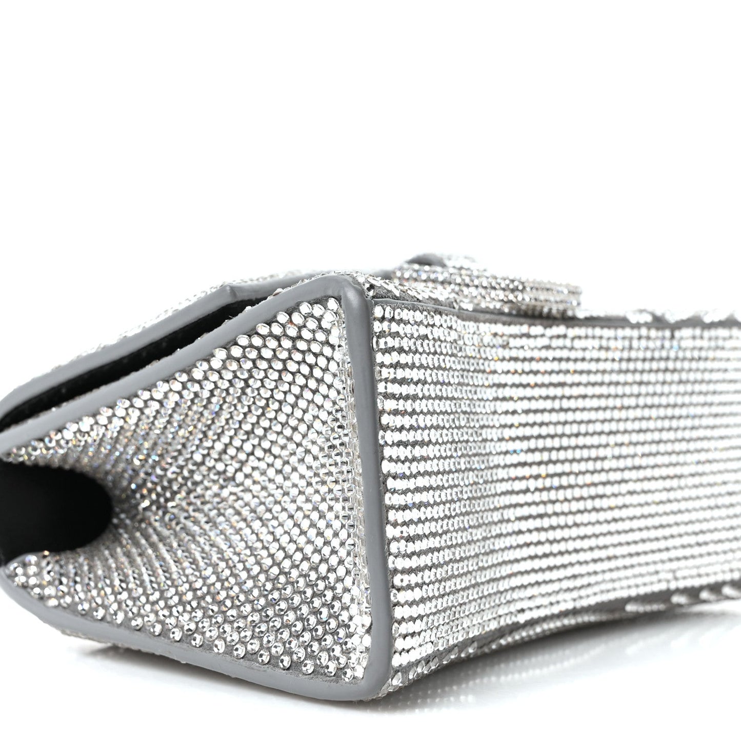Strass Suede Hourglass Top Handle Bag XS Smoke Grey Crystal