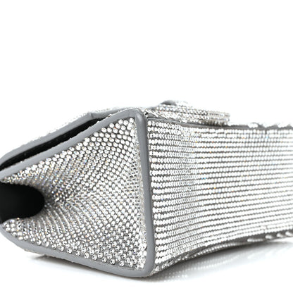 Strass Suede Hourglass Top Handle Bag XS Smoke Grey Crystal