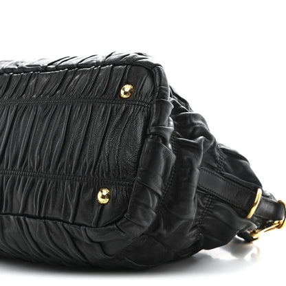 Nappa Gaufre Top Handle Satchel Black