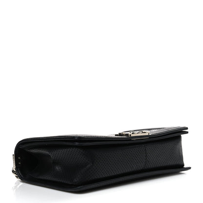 Lambskin Perforated Quilted New Medium Boy Flap Black
