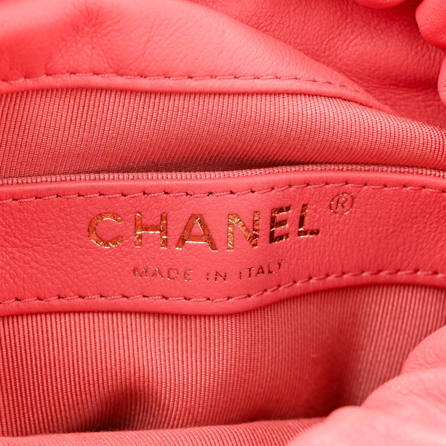 Lambskin Bucket Chain Drawstring Bag Pink