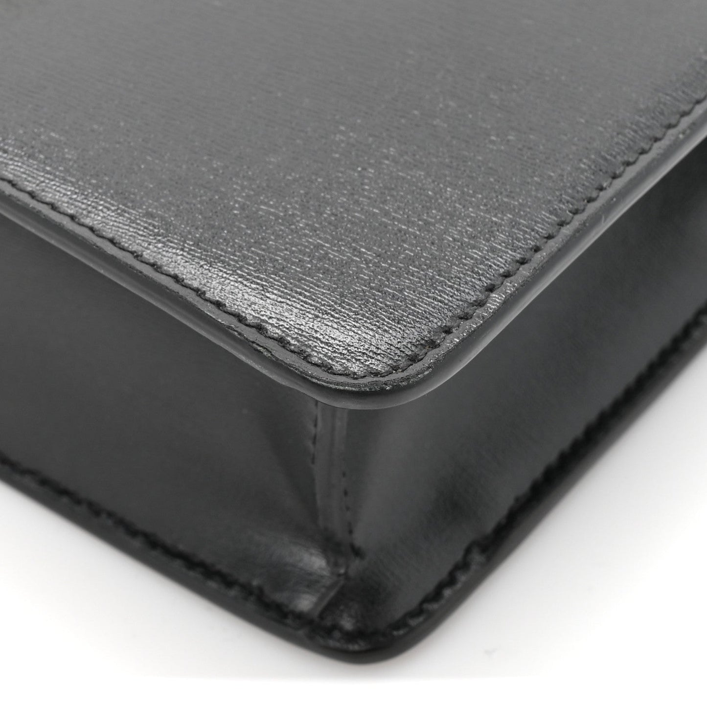 Shiny Calfskin Triomphe Margo Wallet on Chain Black