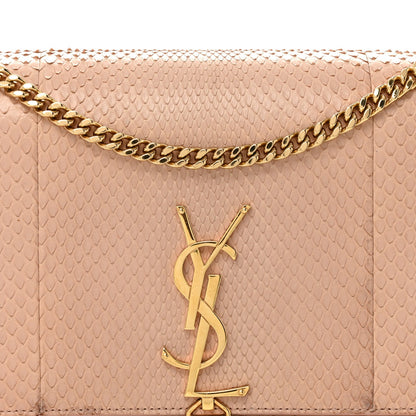 Snakeskin Medium Classic Monogram Kate Tassel Satchel Beige